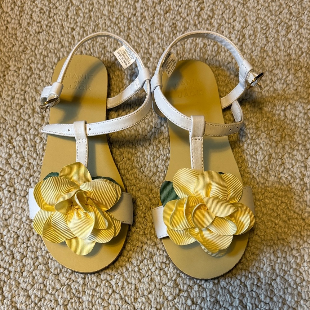 Janie and Jack White and Yellow Floral Sandals
